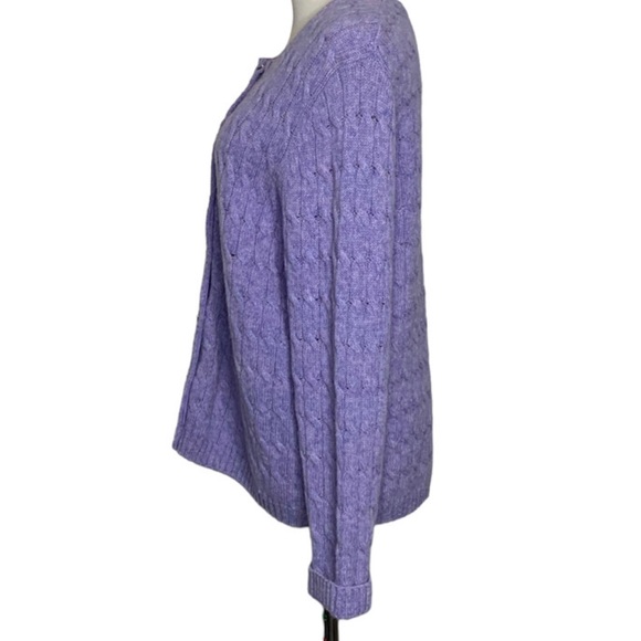 Appleseed's purple wool cable knit buttoned cardigan sweater size PL - Picture 3 of 4